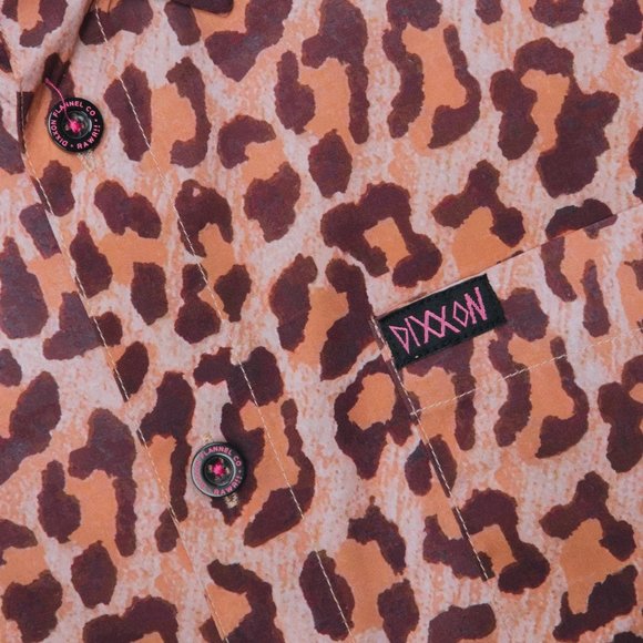 NWT Dixxon Flannel The Rick Leopard Animal Print Short Sleeve Shirt - Picture 6 of 7
